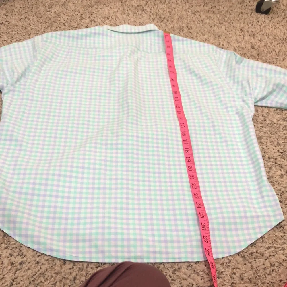 Bonobos Button Down Slim Fit Shirt Size XL Short Pastel Blue Green Gingham